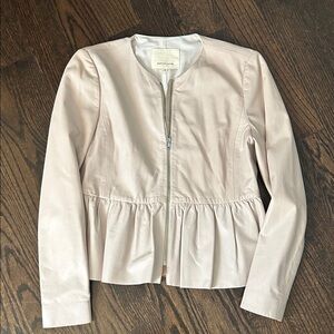 Rebecca Taylor Light Pink Real Leather Peplum Jacket